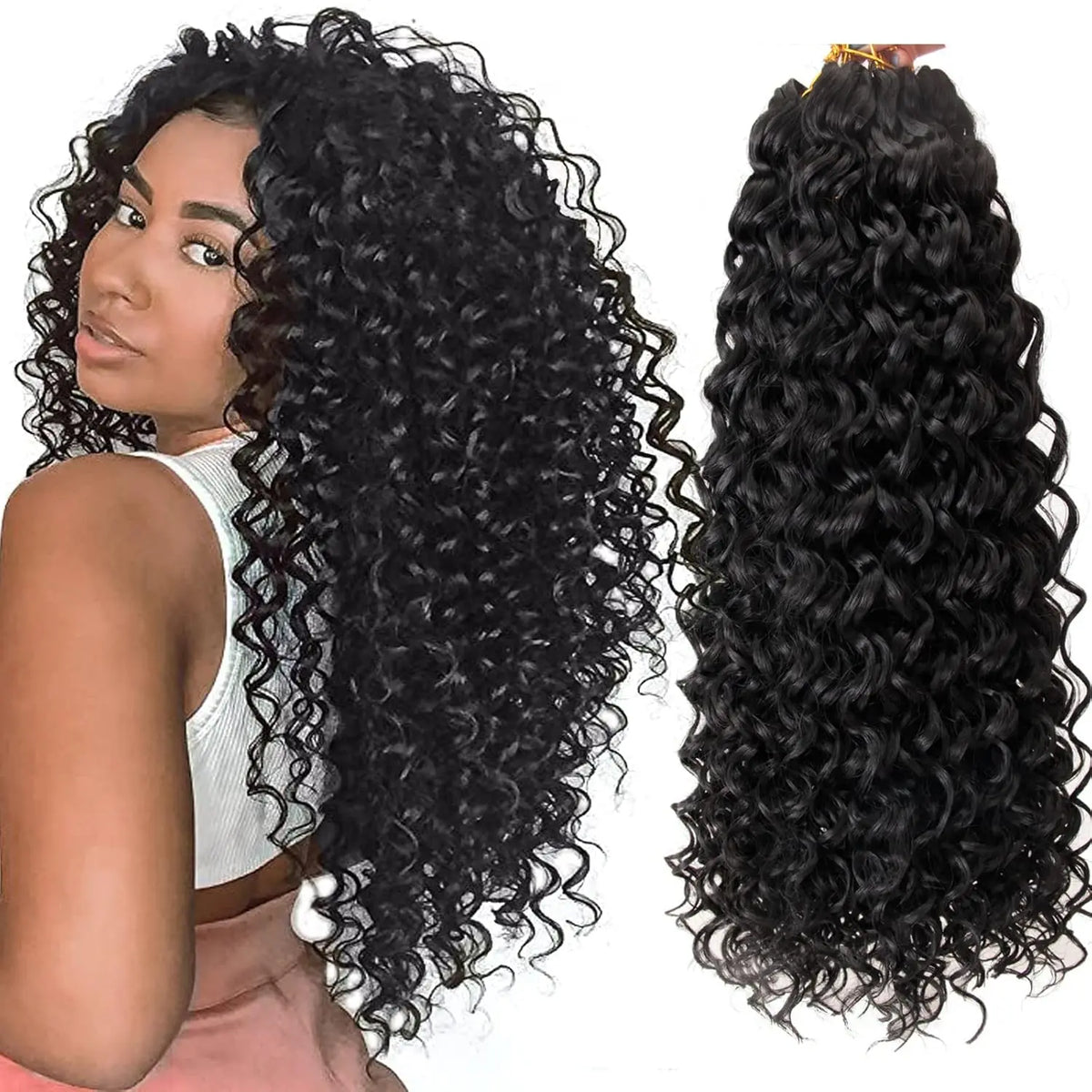 Curly Crochet Hair GoGo Curl Crochet Hair for Women Natural Black Deep Wave Braiding Hair, Synthetic Bohemian Crochet Braid