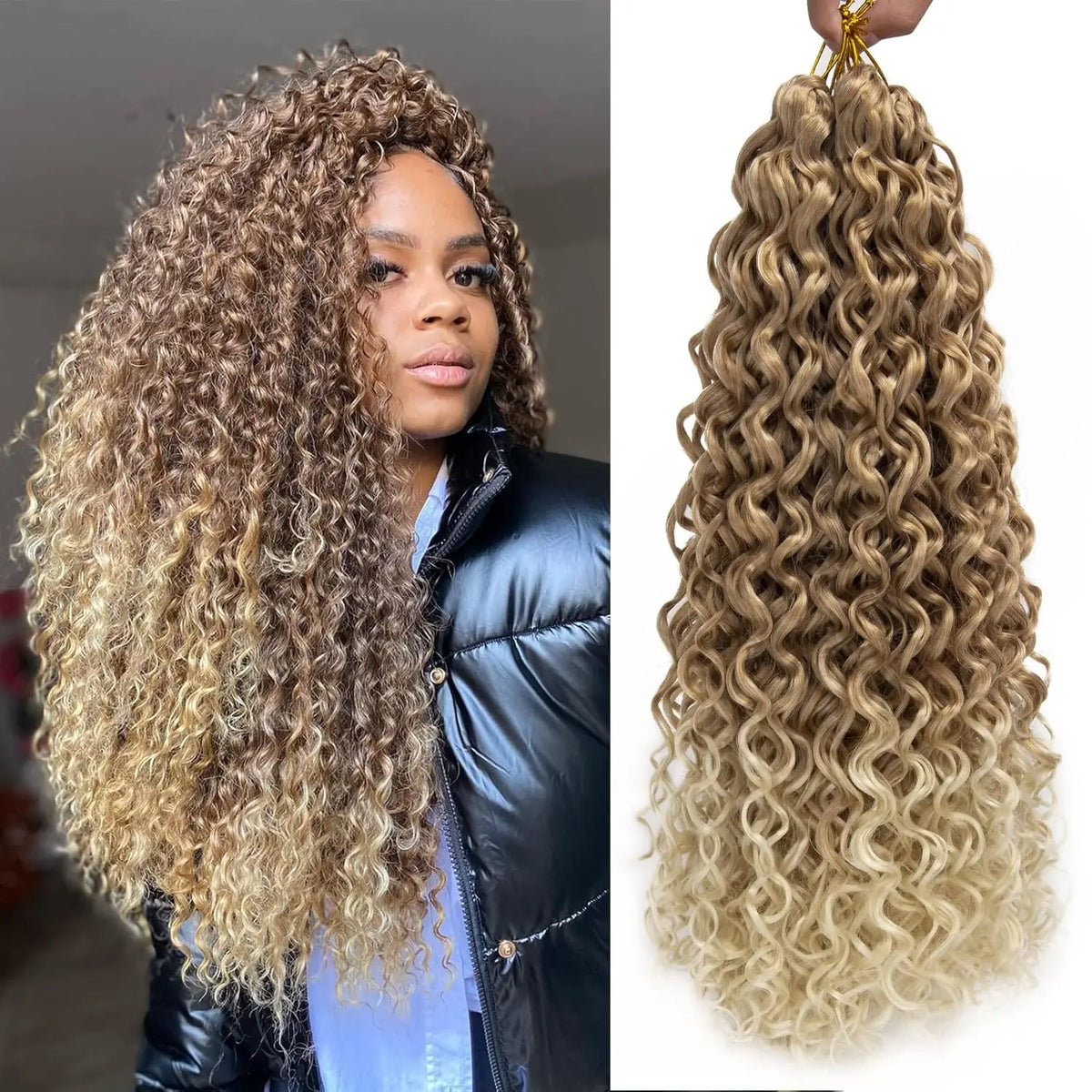 Curly Crochet Hair GoGo Curl Crochet Hair for Women Natural Black Deep Wave Braiding Hair, Synthetic Bohemian Crochet Braid