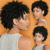 Curly Pixie Cut Wig For Women 100% Human Hair 13x4 Lace Front Breathable Rose-Patterned Inner Net Soft Cap Tangle-Free