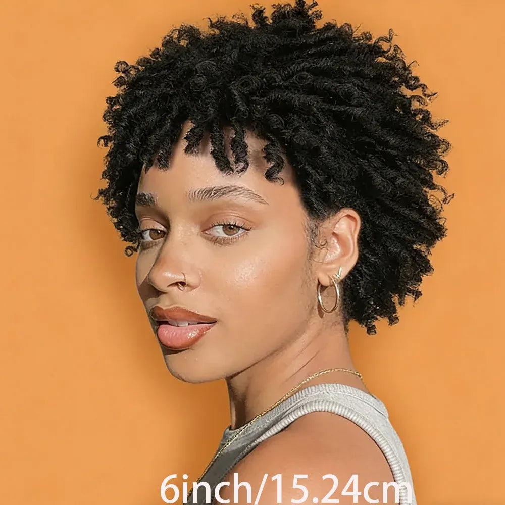 Curly Pixie Cut Wig For Women 100% Human Hair 13x4 Lace Front Breathable Rose-Patterned Inner Net Soft Cap Tangle-Free