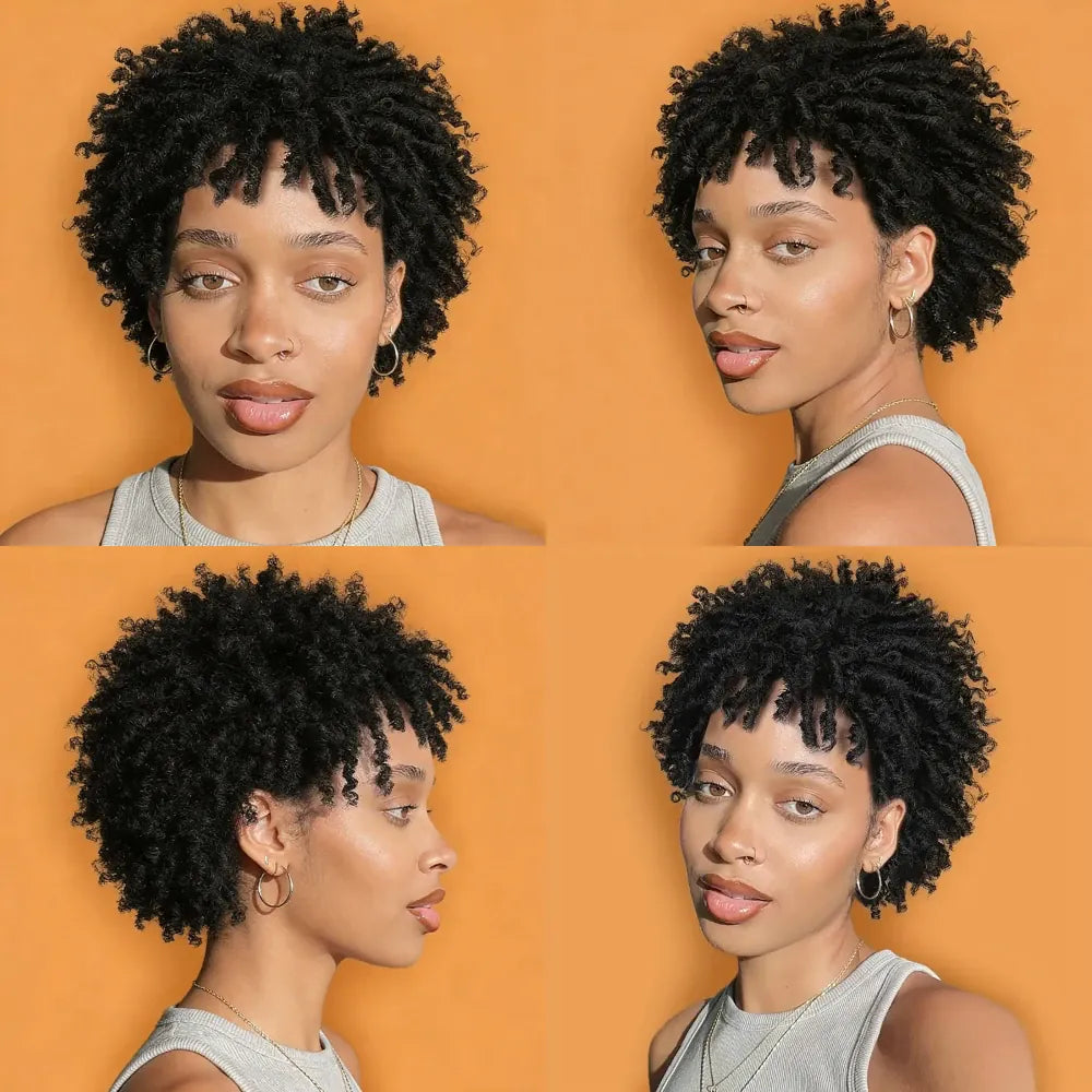 Curly Pixie Cut Wig For Women 100% Human Hair 13x4 Lace Front Breathable Rose-Patterned Inner Net Soft Cap Tangle-Free