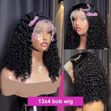 Curly Short Bob Wig Human Hair 13x4 Deep Wave Lace Front Wigs Human Hair Curly Wigs for Black Women Short Bob Wigs Wet and Wavy 4x4 Lace Closure Bob Wig Natural Hairline 250% Density