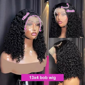 Curly Short Bob Wig Human Hair 13x4 Deep Wave Lace Front Wigs Human Hair Curly Wigs for Black Women Short Bob Wigs Wet and Wavy 4x4 Lace Closure Bob Wig Natural Hairline 250% Density