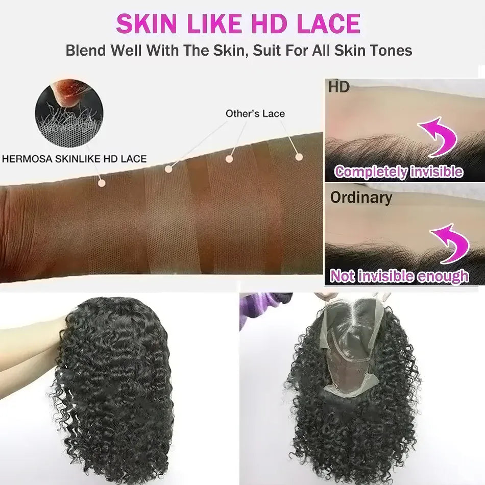 Curly Short Bob Wig Human Hair 13x4 Deep Wave Lace Front Wigs Human Hair Curly Wigs for Black Women Short Bob Wigs Wet and Wavy 4x4 Lace Closure Bob Wig Natural Hairline 250% Density