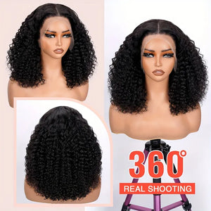 Curly Wave Bob HD Lace Front Human Hair Wig 13x4, Glueless Wear and Go, Pre-Plucked Short Style