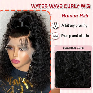 Curly Wave Bob HD Lace Front Human Hair Wig 13x4, Glueless Wear and Go, Pre-Plucked Short Style