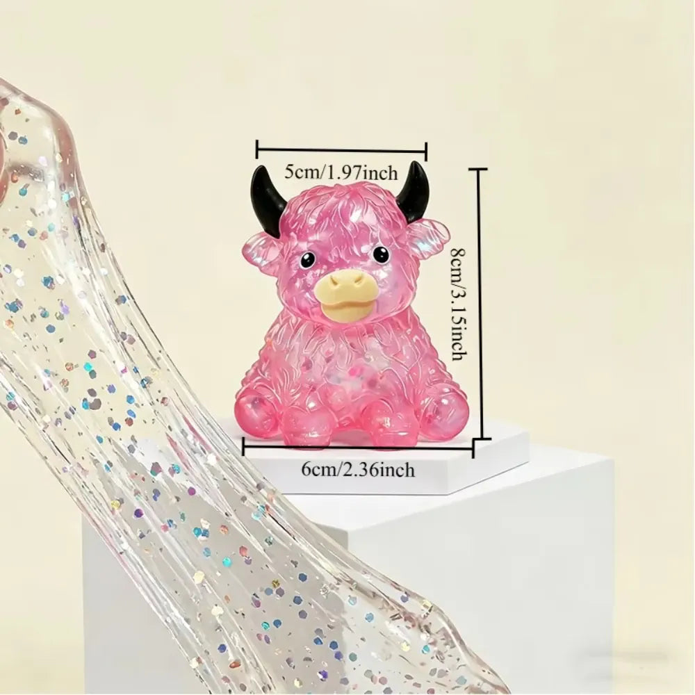 Cute Highland Cow Squeeze Toys Maltose Squishy Glitter Soft Animal Slow Rising Anti Stress Relieve Anxiety Sensory Fidget Toy