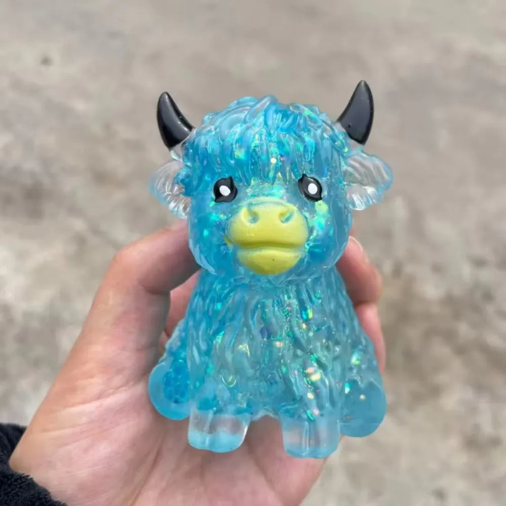 Cute Highland Cow Squeeze Toys Maltose Squishy Glitter Soft Animal Slow Rising Anti Stress Relieve Anxiety Sensory Fidget Toy