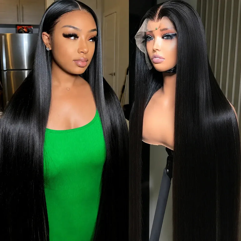 (Danielle) Brazilian Sleek Straight Virgin Human Hair HD Swiss Lace Frontal Wig Multiple Lace Sizes 180% Density