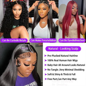 (Danielle) Straight Brazilian Human Hair 13x4 13x6 4x4 360 Lace Frontal Wig Pre-Plucked Natural Hairline