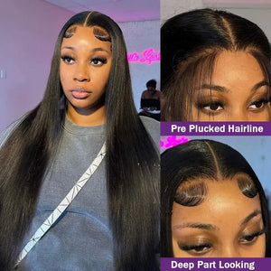(Danielle) Straight Brazilian Human Hair 13x4 13x6 4x4 360 Lace Frontal Wig Pre-Plucked Natural Hairline