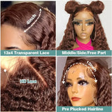 Deep Curly Wigs Human Hair Chocolate Brown 13x4 13x6 Hd Lace Frontal Wig Colored Water Wave Lace Front Wig for Women 30 38 Inch