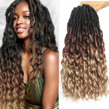 Deep Faux Locs Crochet Hair for Black Women 7 Packs Pre Looped Goddess Locs Crochet Hair With Curly Ends Prelooped Synthetic
