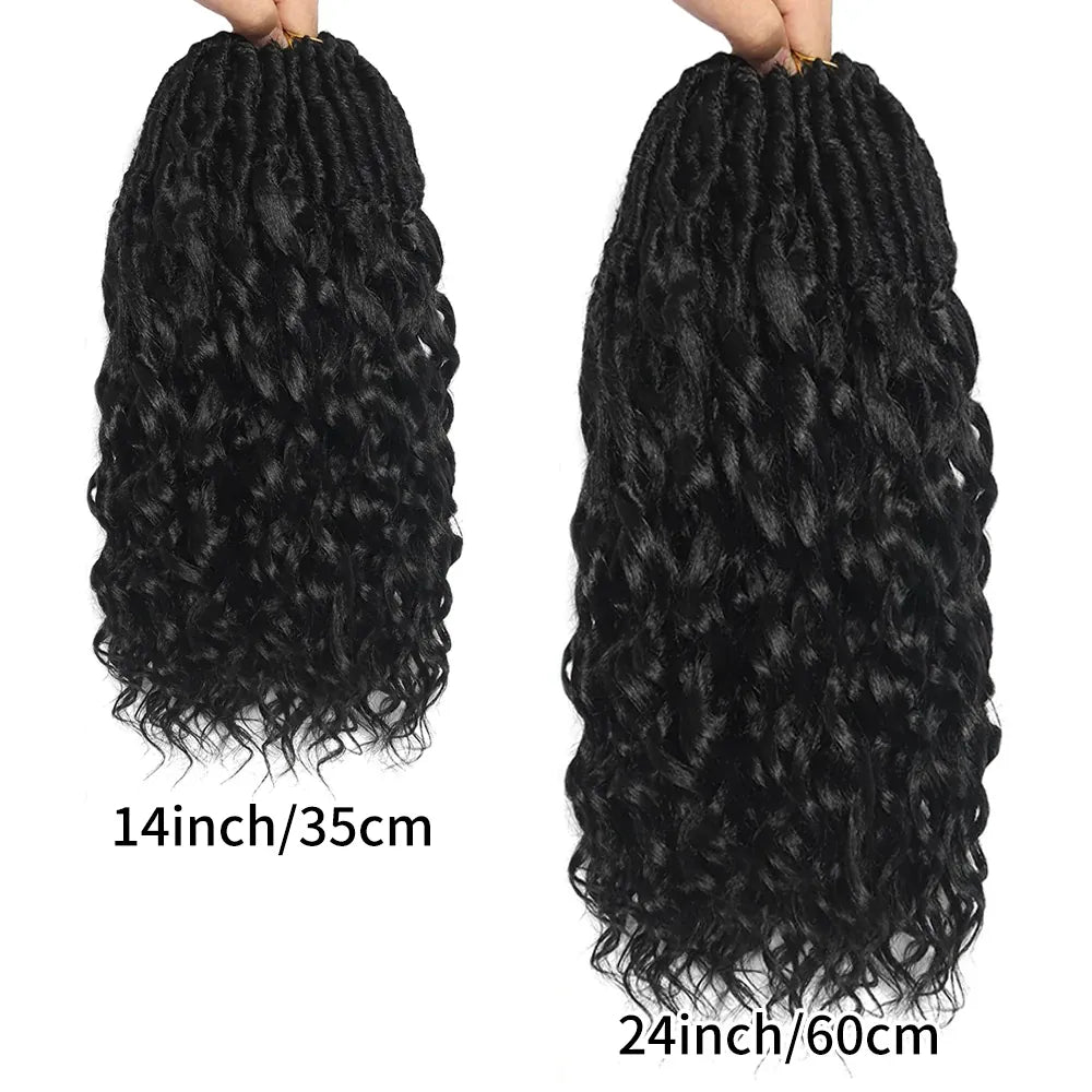 Deep Faux Locs Crochet Hair for Black Women 7 Packs Pre Looped Goddess Locs Crochet Hair With Curly Ends Prelooped Synthetic