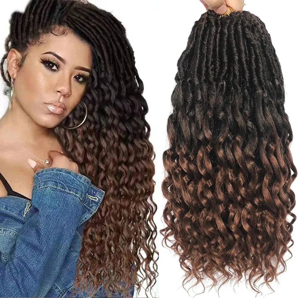 Deep Faux Locs Crochet Hair for Black Women 7 Packs Pre Looped Goddess Locs Crochet Hair With Curly Ends Prelooped Synthetic