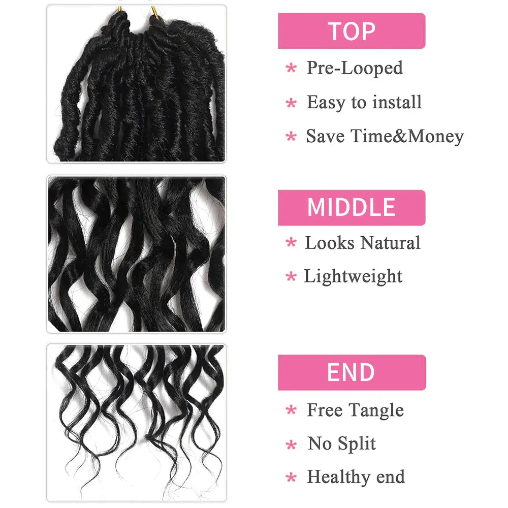 Deep Faux Locs Crochet Hair for Black Women 7 Packs Pre Looped Goddess Locs Crochet Hair With Curly Ends Prelooped Synthetic