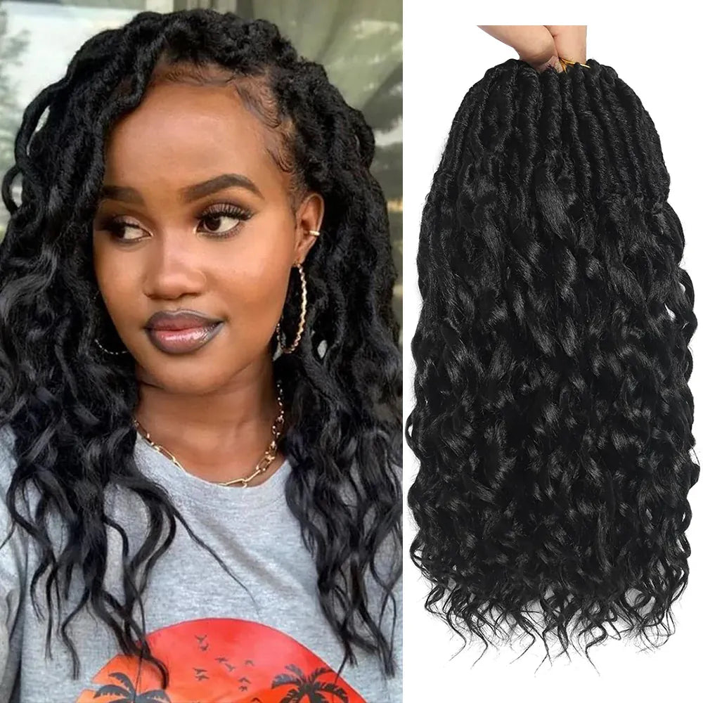 Deep Faux Locs Crochet Hair for Black Women 7 Packs Pre Looped Goddess Locs Crochet Hair With Curly Ends Prelooped Synthetic