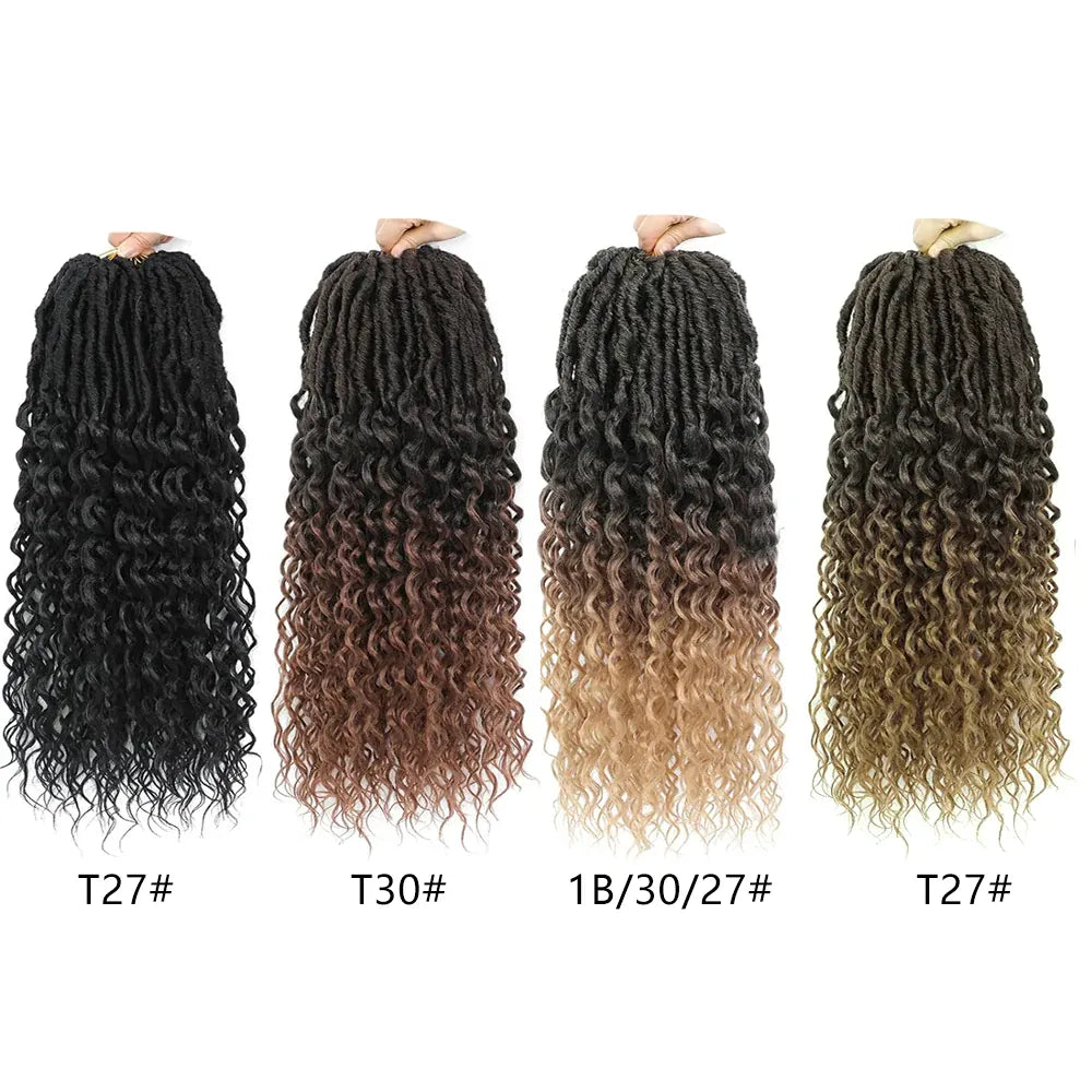 Deep Faux Locs Crochet Hair for Black Women 7 Packs Pre Looped Goddess Locs Crochet Hair With Curly Ends Prelooped Synthetic