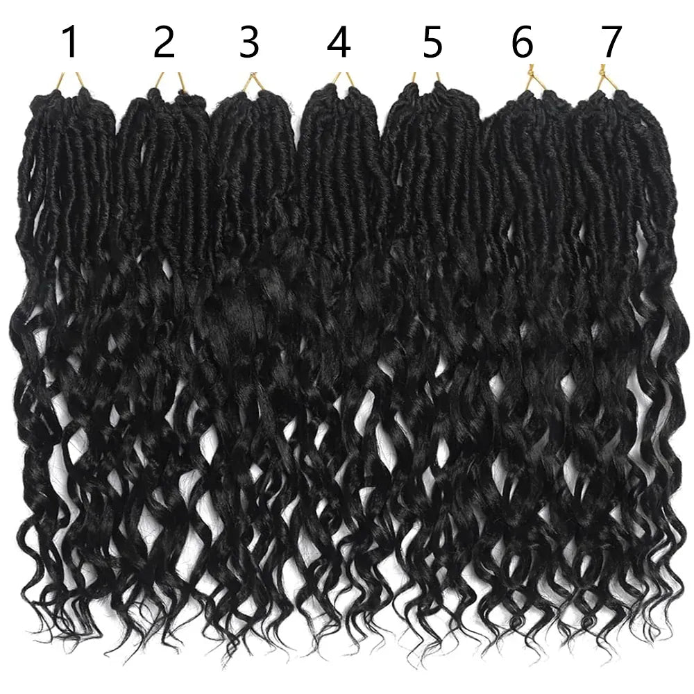 Deep Faux Locs Crochet Hair for Black Women 7 Packs Pre Looped Goddess Locs Crochet Hair With Curly Ends Prelooped Synthetic