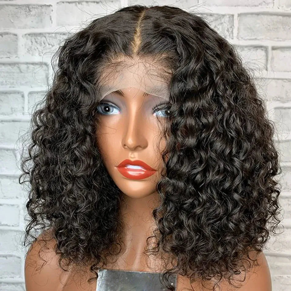 Deep Wave Bob Wig Lace Front Human Hair Wigs Deep Curly Bob 13x4 4x4 Lace Frontal Wigs Wet And Wavy Malaysia Human Hair Bob Wigs