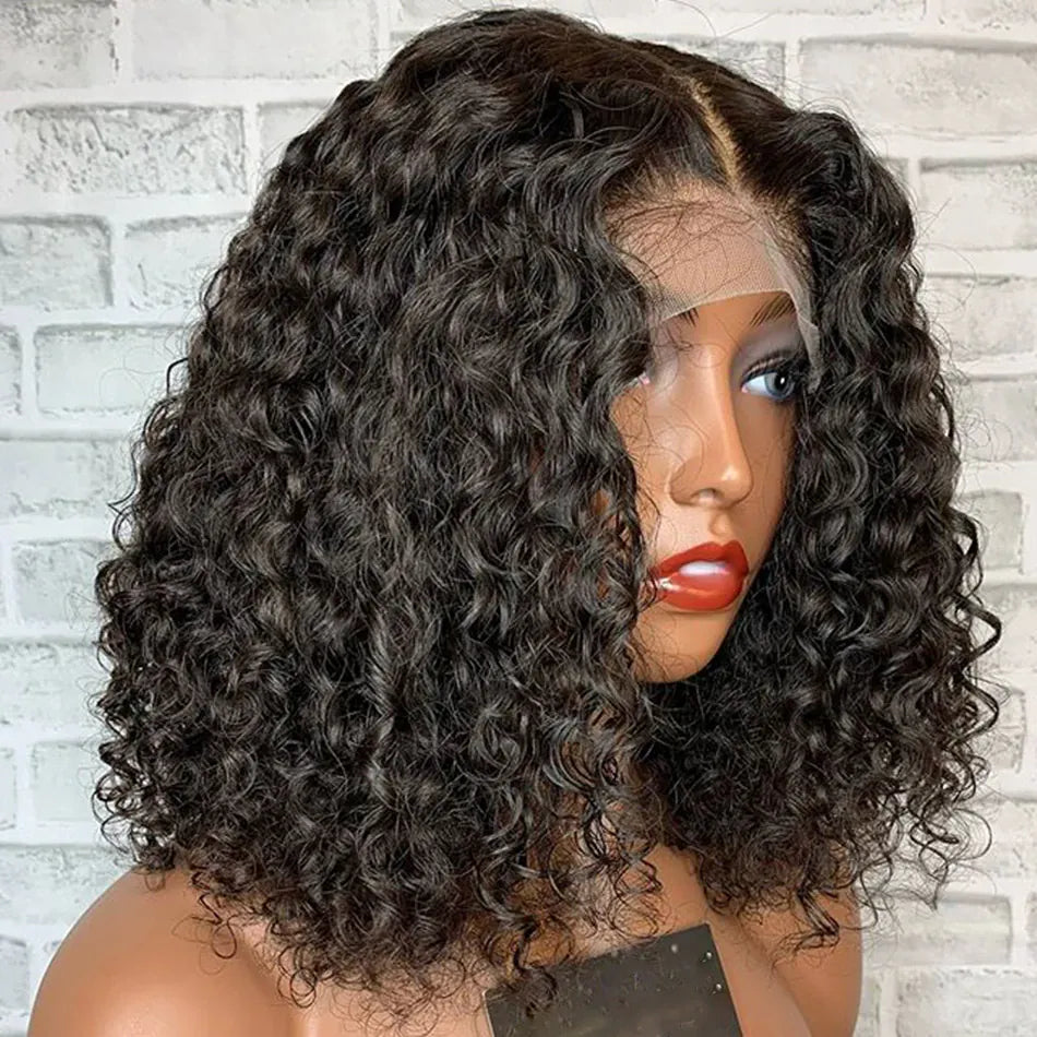 Deep Wave Bob Wig Lace Front Human Hair Wigs Deep Curly Bob 13x4 4x4 Lace Frontal Wigs Wet And Wavy Malaysia Human Hair Bob Wigs
