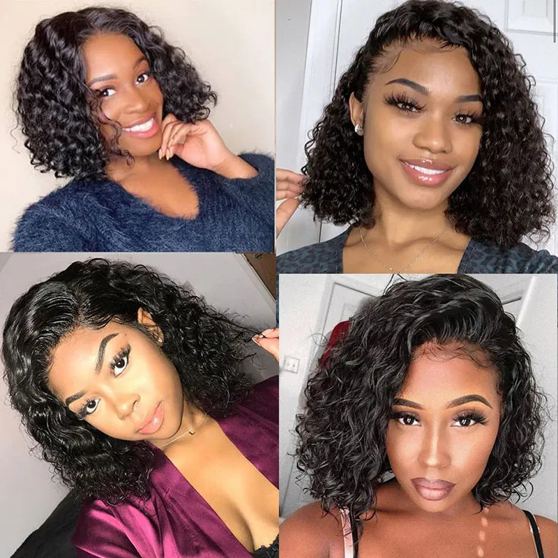 Deep Wave Bob Wig Lace Front Human Hair Wigs Deep Curly Bob 13x4 4x4 Lace Frontal Wigs Wet And Wavy Malaysia Human Hair Bob Wigs