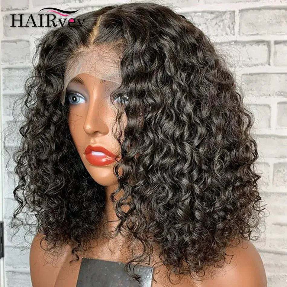 Deep Wave Bob Wig Lace Front Human Hair Wigs Deep Curly Bob 13x4 4x4 Lace Frontal Wigs Wet And Wavy Malaysia Human Hair Bob Wigs