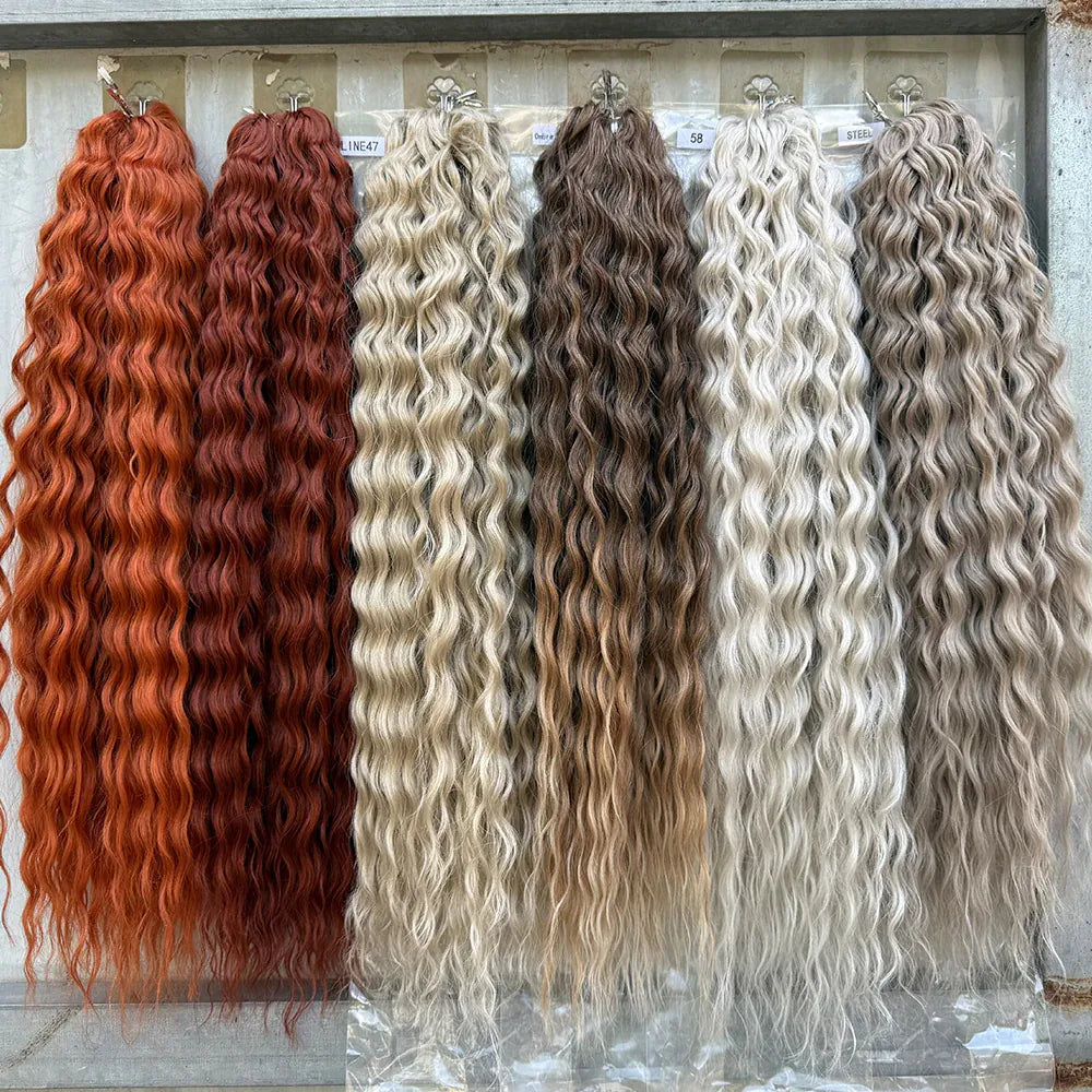 Deep Wave Braiding Hair Extension Natural Synthetic African Afro Hair Water Twist Crochet Braids Hair 22inch 3Ps/Lot #1B#4#6