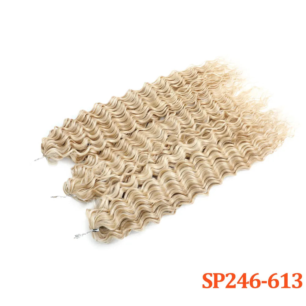 Deep Wave Braiding Hair Extension Natural Synthetic African Afro Hair Water Twist Crochet Braids Hair 22inch 3Ps/Lot #1B#4#6