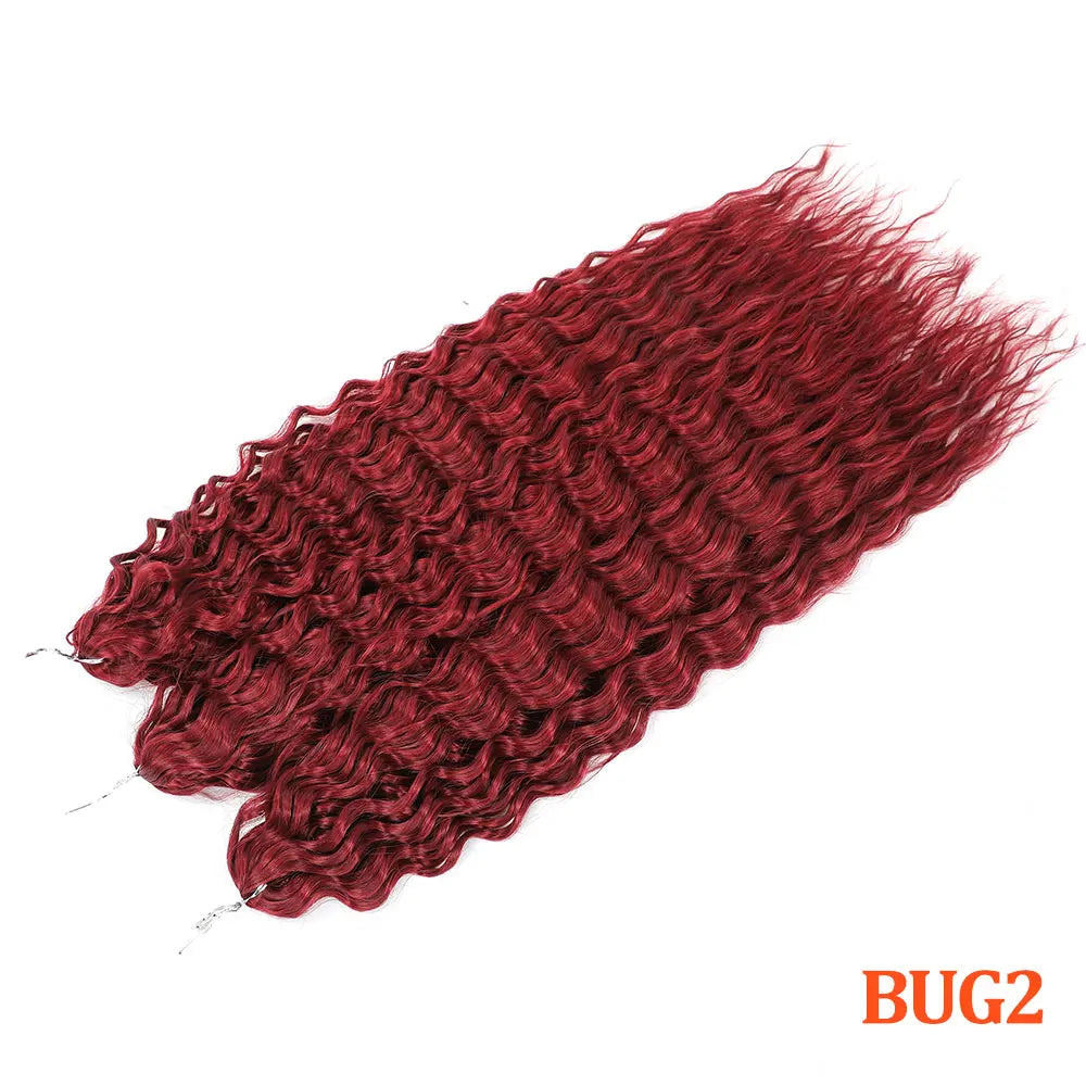 Deep Wave Braiding Hair Extension Natural Synthetic African Afro Hair Water Twist Crochet Braids Hair 22inch 3Ps/Lot #1B#4#6