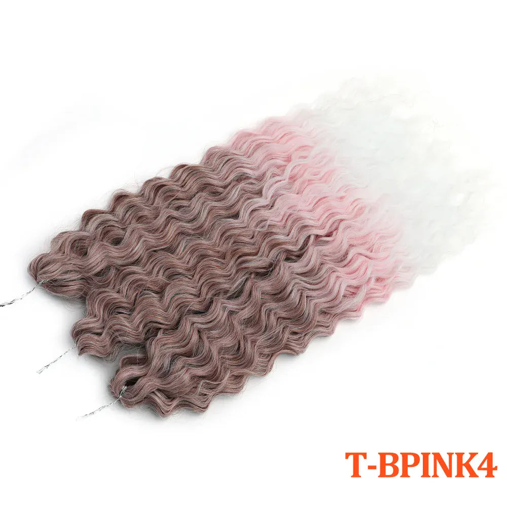 Deep Wave Braiding Hair Extension Natural Synthetic African Afro Hair Water Twist Crochet Braids Hair 22inch 3Ps/Lot #1B#4#6