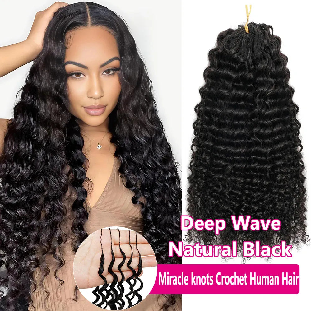 Deep Wave Bundles Burmese Curly Crochet Hair Honey Blonde Feather Crochet Human Hair 100% Miracle Knots Crochet Human Hair