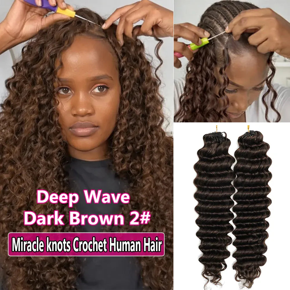 Deep Wave Bundles Burmese Curly Crochet Hair Honey Blonde Feather Crochet Human Hair 100% Miracle Knots Crochet Human Hair