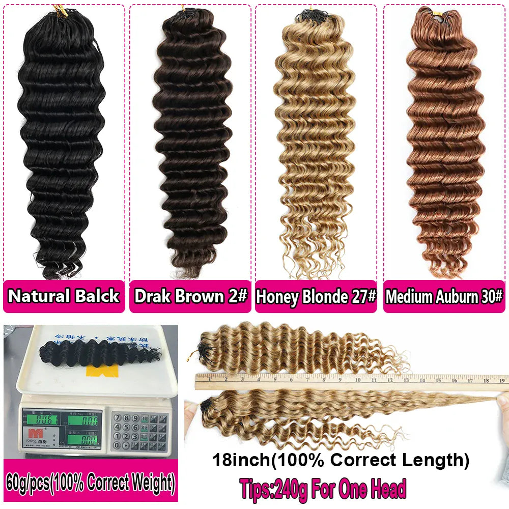 Deep Wave Bundles Burmese Curly Crochet Hair Honey Blonde Feather Crochet Human Hair 100% Miracle Knots Crochet Human Hair
