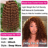 Deep Wave Bundles Burmese Curly Crochet Hair Honey Blonde Feather Crochet Human Hair 100% Miracle Knots Crochet Human Hair