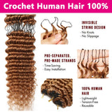 Deep Wave Bundles Burmese Curly Crochet Hair Honey Blonde Feather Crochet Human Hair 100% Miracle Knots Crochet Human Hair