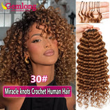 Deep Wave Bundles Burmese Curly Crochet Hair Honey Blonde Feather Crochet Human Hair 100% Miracle Knots Crochet Human Hair