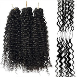 Deep Wave Crochet Human Hair Curly 18 Inch Bundles Boho Braid Hair Remy Pre-Separated Invisible Feather Crochet Hair Extensions