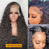 Deep Wave HD Transparent Lace Front Wig Human Hair Wet and Wavy Water Curly Frontal Wigs Brazilian Glueless Human Hair for Women