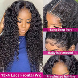 Deep Wave HD Transparent Lace Front Wig Human Hair Wet and Wavy Water Curly Frontal Wigs Brazilian Glueless Human Hair for Women