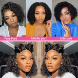 Deep wave bob human hair wig with 13x4 lace front, 4x4 closure, Brazilian virgin, pre-plucked, for black women.