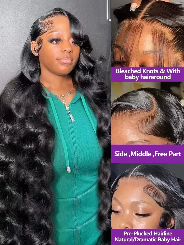 Density Body Wave Lace Front Wigs 13x4 13x6 40 Inch 5x5 Lace Closure Wig Gluless Transparent Human Hair Lace Frontal Wig Sale