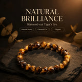 Diamond Cut Natural Yellow Tiger Eye Stone Bracelet Elastic Wristband Lucky Amulet Jewelry Gift