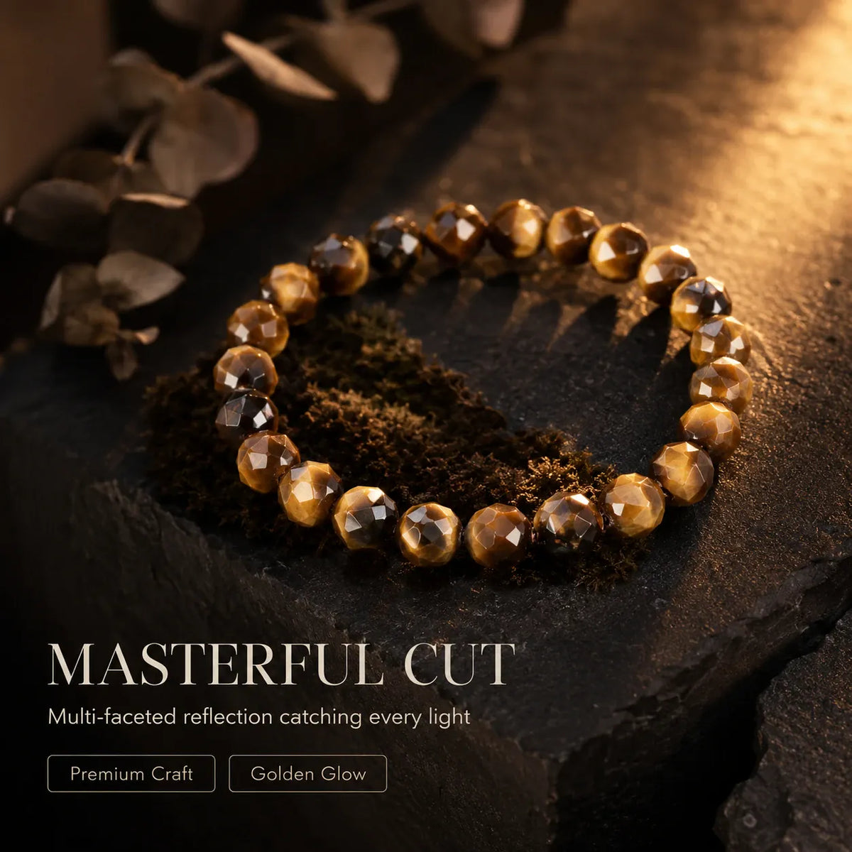 Diamond Cut Natural Yellow Tiger Eye Stone Bracelet Elastic Wristband Lucky Amulet Jewelry Gift