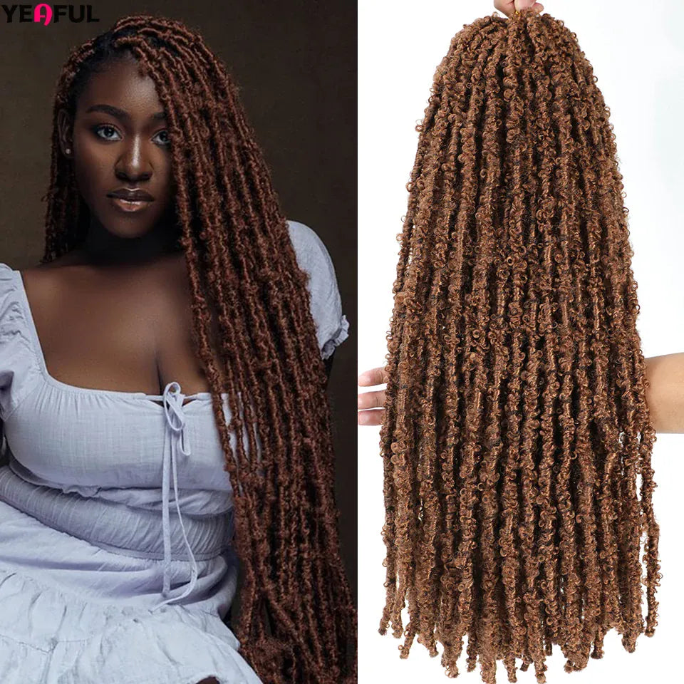 Distressed Butterfly Faux Locs Crochet Hair Ginger Honey Blonde Brown Pre looped Pre-twisted Butterfly Soft Locks Crochet Braids