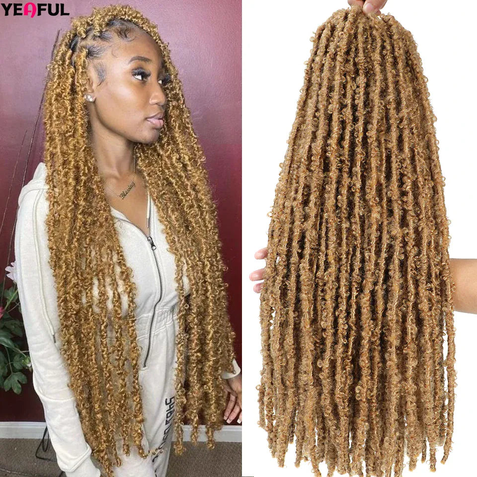 Distressed Butterfly Faux Locs Crochet Hair Ginger Honey Blonde Brown Pre looped Pre-twisted Butterfly Soft Locks Crochet Braids