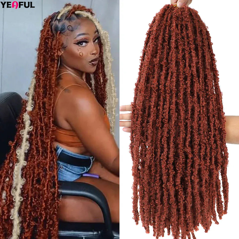 Distressed Butterfly Faux Locs Crochet Hair Ginger Honey Blonde Brown Pre looped Pre-twisted Butterfly Soft Locks Crochet Braids