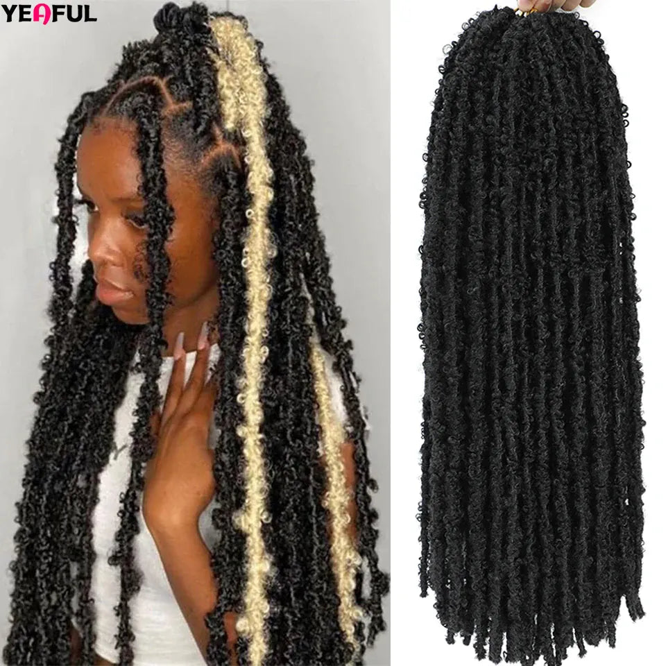 Distressed Butterfly Faux Locs Crochet Hair Ginger Honey Blonde Brown Pre looped Pre-twisted Butterfly Soft Locks Crochet Braids