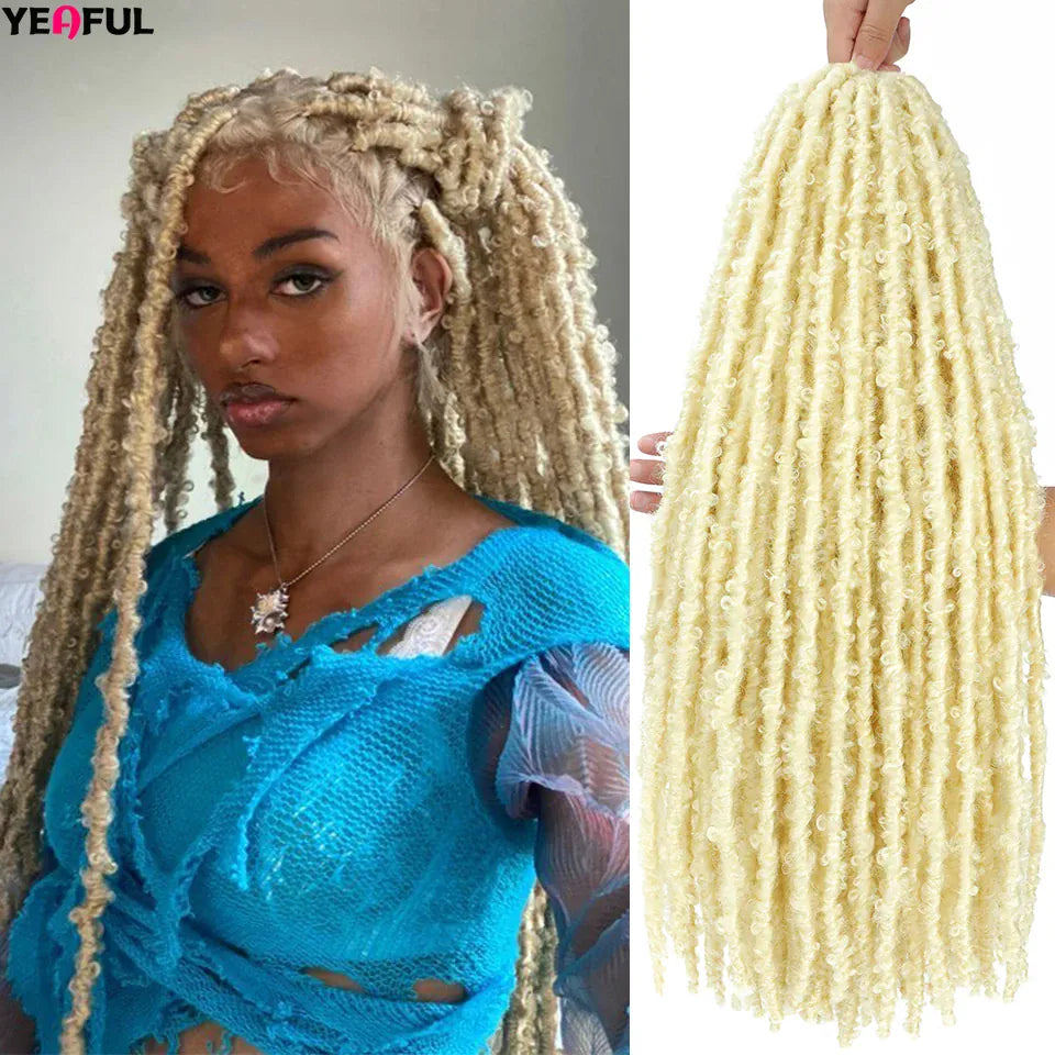 Distressed Butterfly Faux Locs Crochet Hair Ginger Honey Blonde Brown Pre looped Pre-twisted Butterfly Soft Locks Crochet Braids
