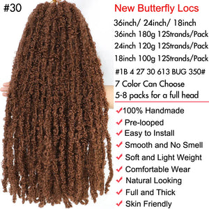 Distressed Butterfly Locs Crochet Hair Messy Faux Locs Braiding Hair Extensions (18" 24" 36" Inches)
